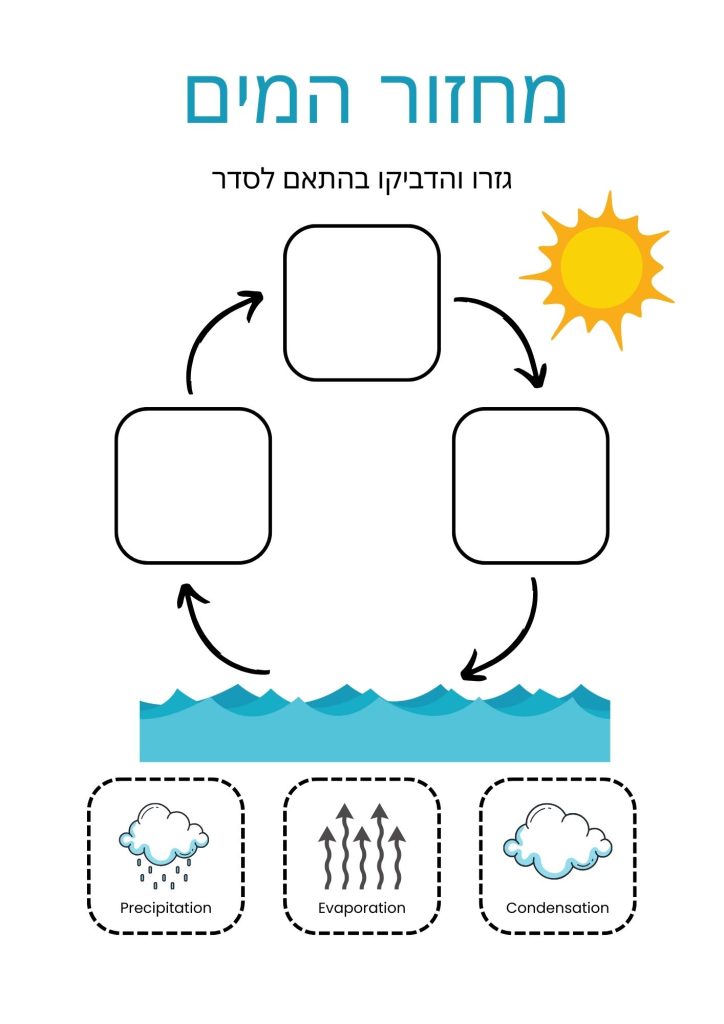 מחזור המים דף עבודה