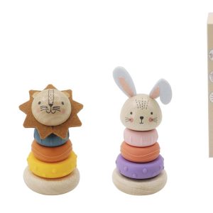 מגדל השחלה סיליקון ועץ לתינוקות