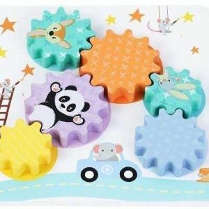 פאזל גלגלי שיניים מעץ לתינוקות